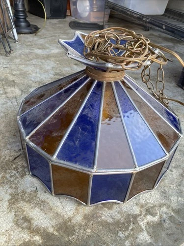 vintage 70’s TIFFANY stained glass hanging lamp