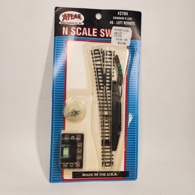 Atlas N #2704    #6 Left Remote Standard Switch Track - N Scale Code 80  NOS