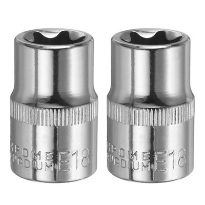 2pcs E-Torx Socket 1/2'' Drive E18 External Torx Deep Socket 1.5'' Star Sockets