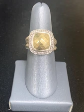 David Yurman 18K Gold & Sterling Albion Checkerboard Faceted Ring Size 7.75