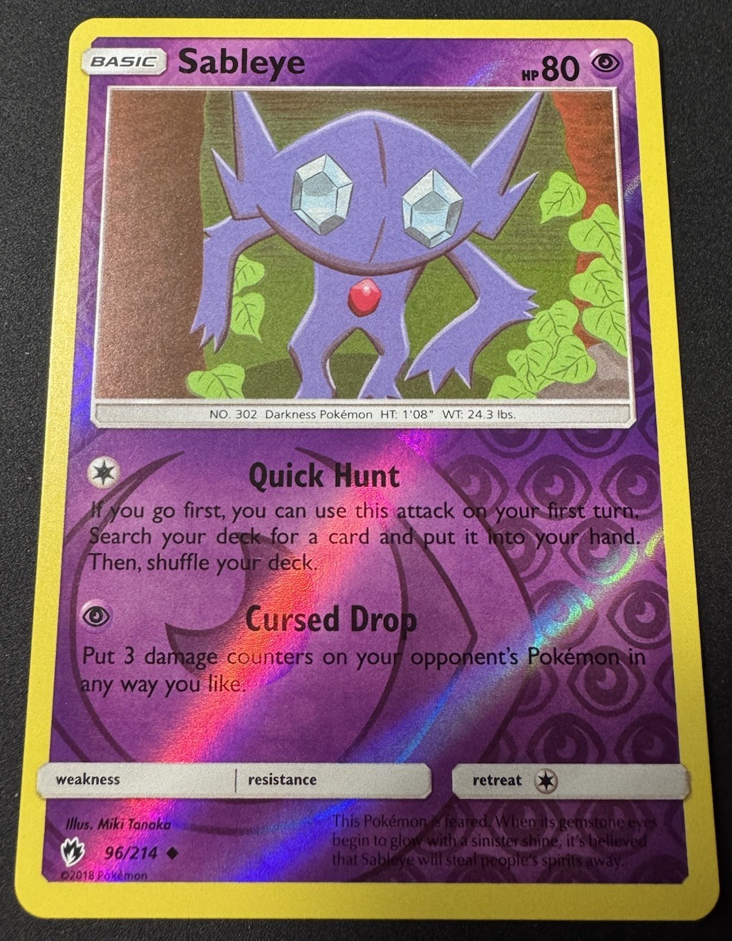 Pokemon Sableye Lost Thunder SM8 #96/214 Uncommon Reverse Holo LP