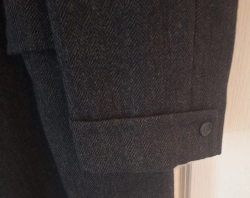 Vintage 1940-50s Michael Stern Men Charcoal Cheviot Wool Overcoat Cascade Est48R image 6