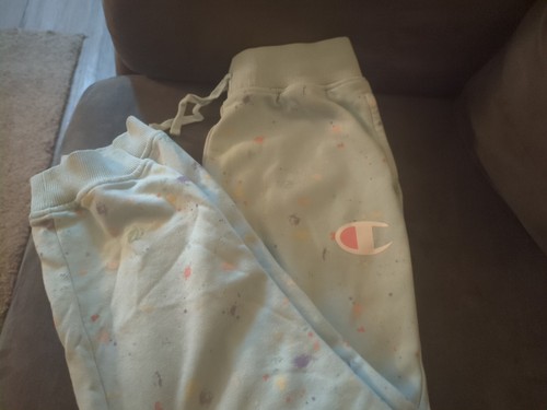 Girl's Champion Light Blue Paint Splatter Sweatpants Size L - Picture 2 of 3
