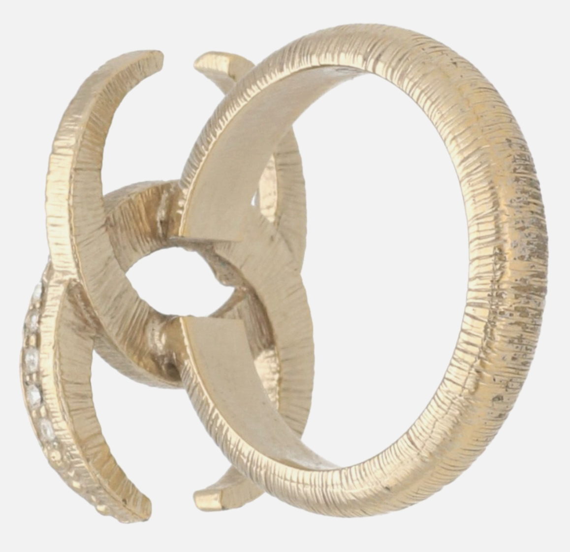 CHANEL Ring Coco Mark Logo Gold Tone Metal Rhinestone JP12 US6 CHANEL Ring Coco Mark Logo Gold Tone Metal Rhinestone JP12 US6