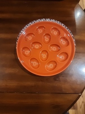 Fiesta Deviled Egg Plate Orange 12 Slot HLC US Fiestaware Serving Tray Persimmon