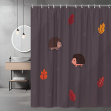 Hedgehog and Autumn Leaves Shower Curtain