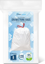 8 Gallon Drawstring Trash Bags, Code A, 120 Pack   Tall Kitchen Garbage Bags, Cu