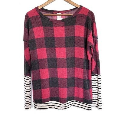 7Th Ray Shirt Women s Medium Plaid Long Sleeve Pullover Made In USA Soft Top
