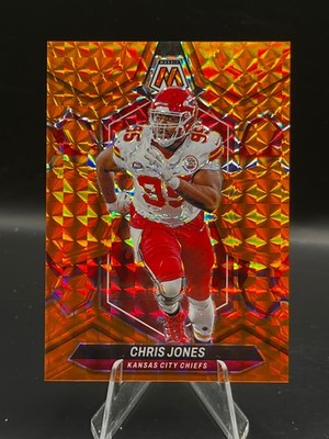 2024 Panini Mosaic Chris Jones Orange Geometric Prizm #95/199 Jersey Number JSY#