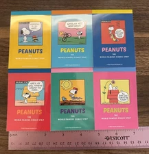 6 Pieces Vintage Peanuts Snoopy MINI Memo Pad Set 100 Sheets Each 2.25" x 3.25"