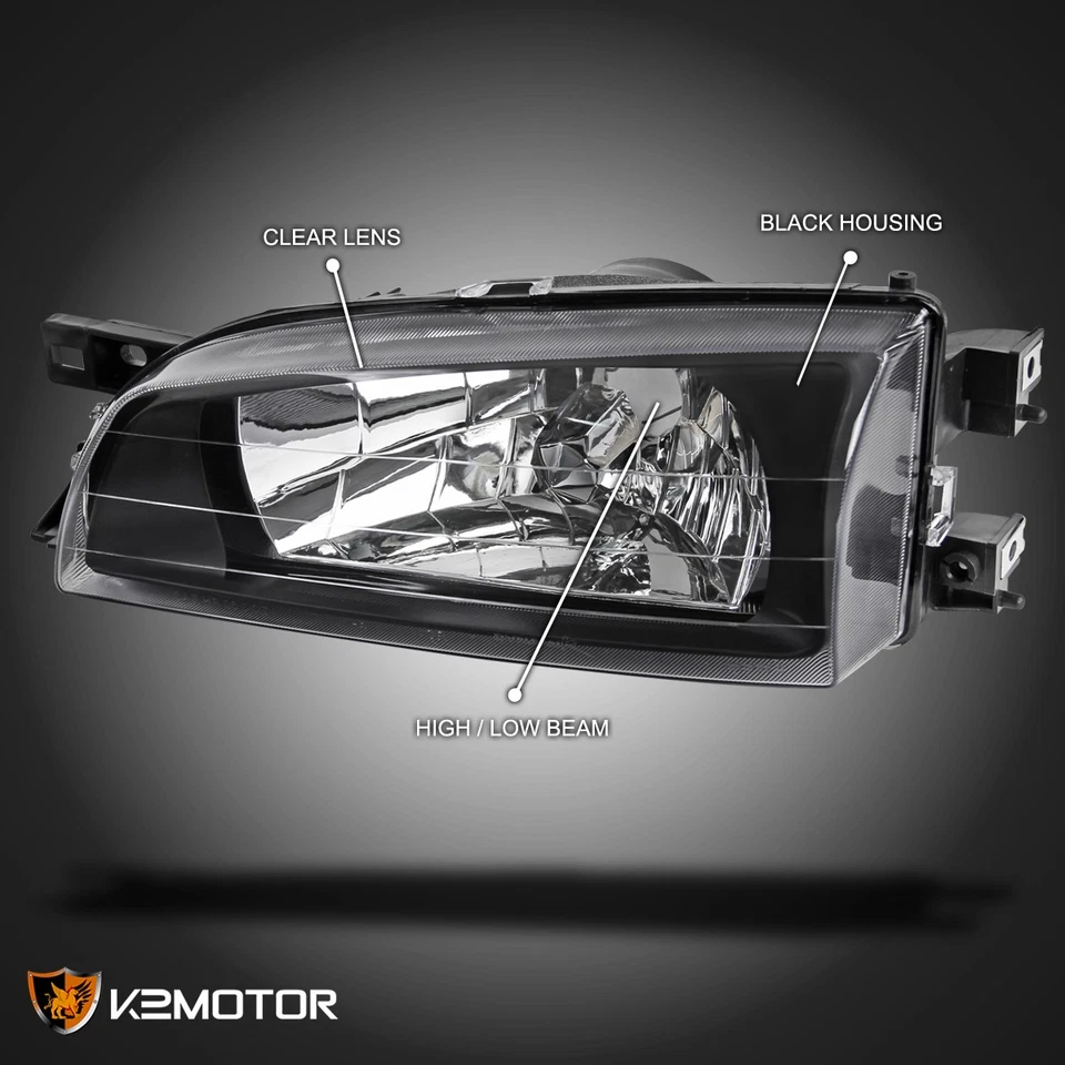 Black Fits 1995-2001 Subaru Impreza Headlights Head Lamps Pair Left+Right 95-01 - Image 3 of 4