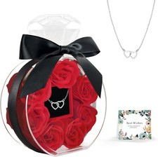 Valentines Day Gifts for Her Preserved Rose with Necklace Red