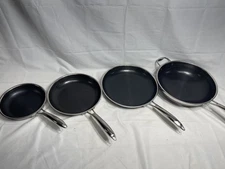 HEXCLAD 4-Piece Nonstick Stainless Steel Frying Pan Set 8 10 12- Wok- No Lids