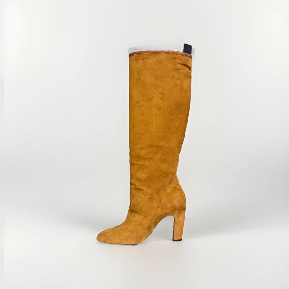 STUART WEITZMAN STIVALI PELLE SCAMOSCITA MARRONE OCRA - Immagine 3 di 4