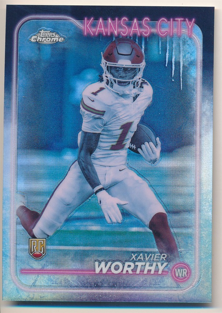 XAVIER WORTHY 2024 TOPPS CHROME #208 RC ROOKIE FROZEN FRACTOR CHIEFS RARE SP /5