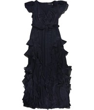 Ralph Lauren Womens Metallic Chiffon Gown Dress, Blue, 14