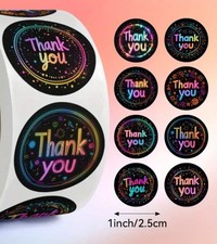 100 THANK YOU 1" ASSORTED STICKERS LABELS SEALS FEEDBACK Small Business NEON