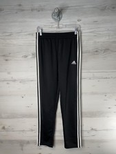 Adidas Track Pants Youth Large 14/16 Black White 3-Stripes Athletic Polyester