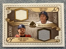 Jason VARITEK Tony PEREZ🔥2009 SP Legendary Cuts Generations Dual Relic #GM-PV💥