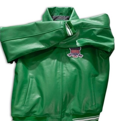 Avirex Icon Green Leather Bomber Jacket   Men's Premium Lamb Leather Flight Jack