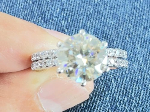 3Ct Near White Round Cut Moissanite Bridal Wedding Ring Sterling Silver Size 7