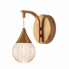 5W Dimmable LED Wall Sconce Gold Crystal Bubble Wall Lamp Bedroom Bathroom 3000K