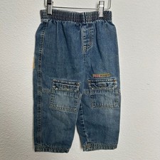 Vintage the Pooh Jeans Kids Blue Denim Medium Wash Straight Leg Elastic Waist