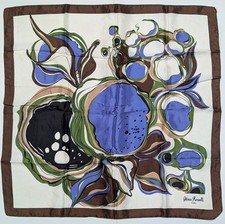 Olivia Rosselli Roma Square Scarf 26" x 26" Green Brown Blue Italy Made Silk