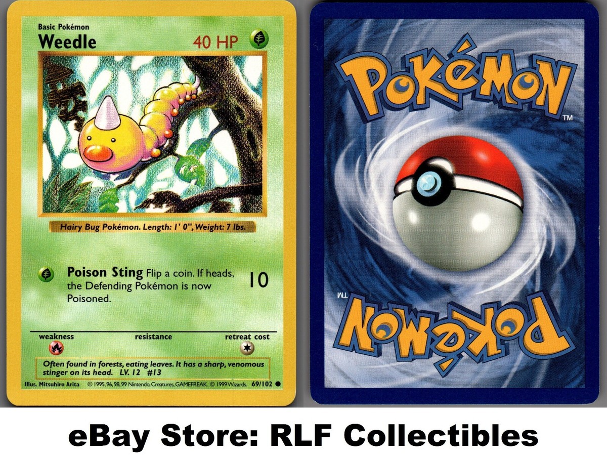 1999 Pokemon, Base Set Shadowless, #69/102 Weedle, Common