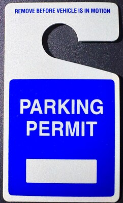 (REAL!) PARKING PERMIT   REPLACEMENT  MIRROR HANG TAG PERMITS PLASTIC LARGE BLUE