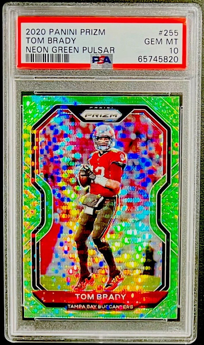 2020 Panini Prizm Tom Brady #255 Neon Green Pulsar PSA 10 Yr 2020 Panini Prizm Tom Brady #255 Neon Green Pulsar PSA 10 Yr