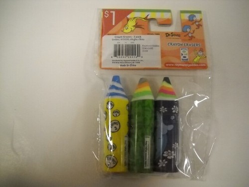 Dr. Seuss Crayon Erasers Set Of 9 Different Colorful Styles Brand New Very Cute! - Picture 11 of 12