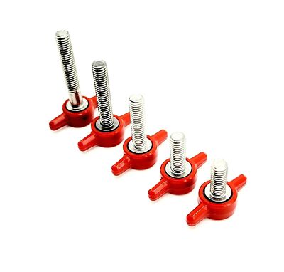 M5 x .8mm Thumb Screw Bolts Red Tee Wing Knob Head Metric
