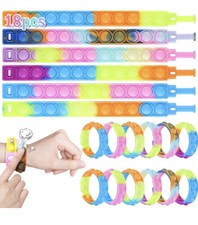 Pop Fidget Bracelets Multicolored Silicone 18 Pieces
