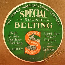 Original VTG SINGER USA High Grade Round Leather Belting 1/4" 6mm Treadle Sewing