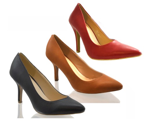 Tan Faux Leather Court Shoes Mid 