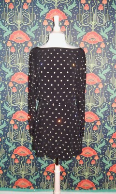 Zara X Kate Moss Black Blouson Crystal Rhinestone Party Mini Dress Nwt XS