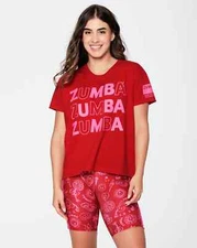 Zumba Bold Happy Top (runs big) - Fire Red ~ XS  S  M  L ~ New! Free Ship!