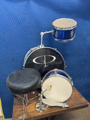 GP Percussion 3-Piece Junior Drum Set blue  bass snare tom throne pedal