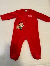 Little Me My First Christmas Sleeper 6 months Reindeer Front Back Red