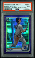 Bobby Witt Jr.2020 Bowman Draft Chrom Prospect Lila Refraktor #D / 250 - PSA 9