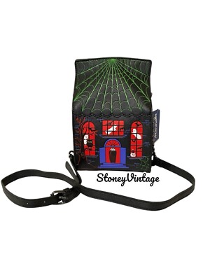 Mad Engine Dracula Haunted House Halloween Purse Fine by Me Ghost Spider Web NEW