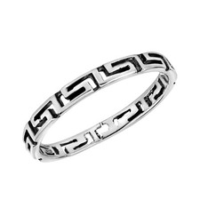 Trendy Greek Key or Meander Band Sterling Silver Ring-6