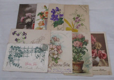 KONVOLUT 9 CPA FANTASY THEMEN BLUMEN, GRUSSKARTE, FROHE FESTTAGE ETC...