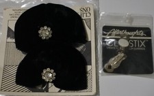 Black Velvet Shoe Clips with Crystals in Original Package