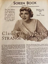 Claudette Colbert, Two Page Vintage Clipping, a