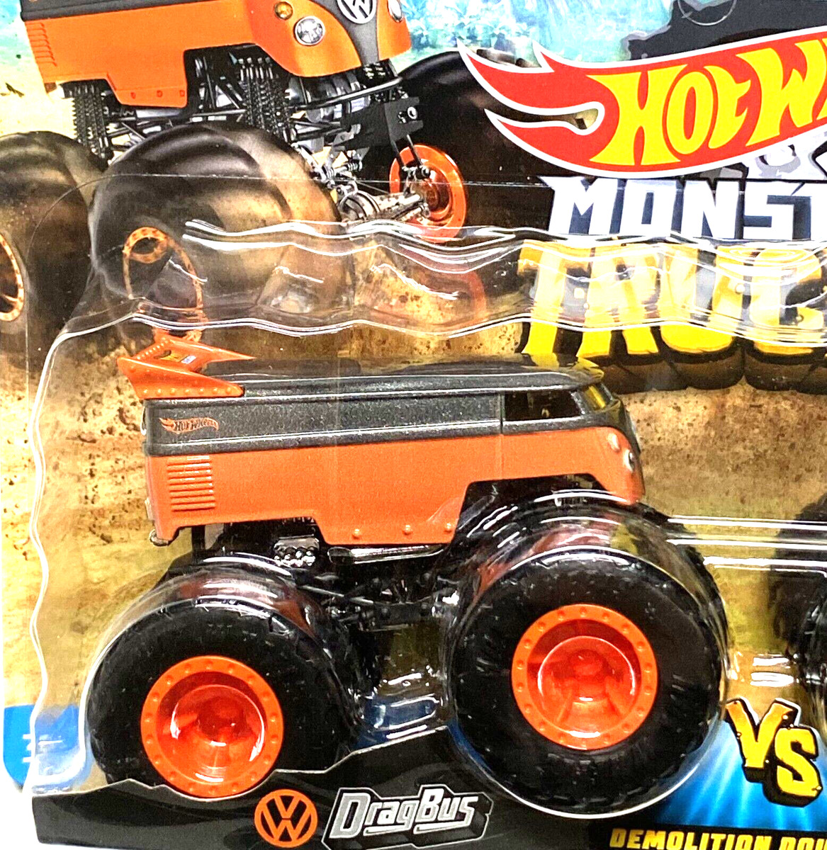 Hot Wheels Monster Trucks 1:64 Scale Demolition Doubles DragBus vs