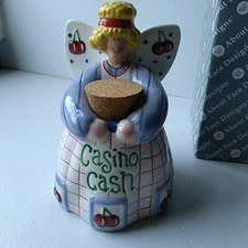 ABOUT FACE DESIGNS  CERAMIC BANK WITH CORK Casino Cash Bank 2001