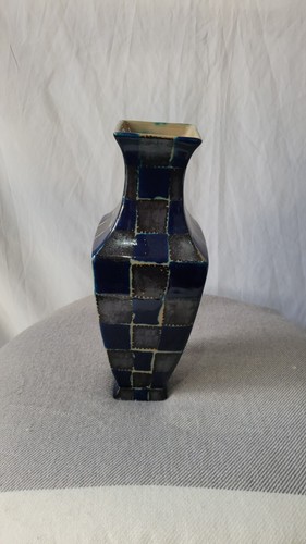 Blue - Grey Tile VASE Porcelain Pottery - Large