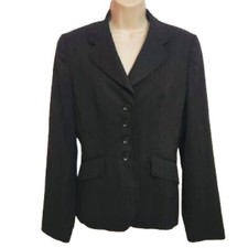 Ann Taylor  Pinstripe 4-Button Single Breasted Career Blazer Jacket Black/Red 4